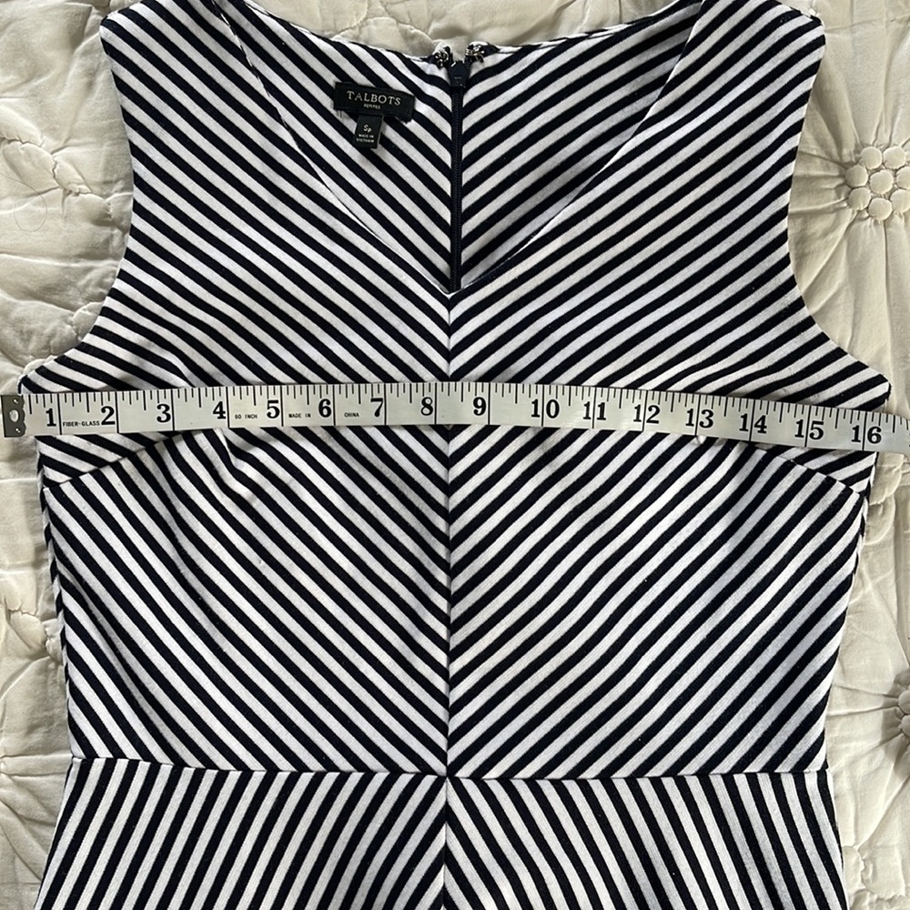 Talbot’s Fit & Flare Jersey Nautical Striped Sleeveless Dress. Size S Petite - Picture 8 of 12